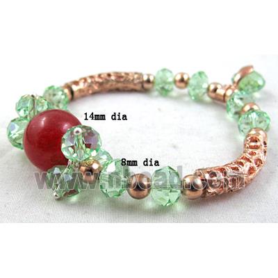Chinese Crystal Glass Bracelet, jade, stretchy, green
