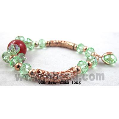 Chinese Crystal Glass Bracelet, jade, stretchy, green