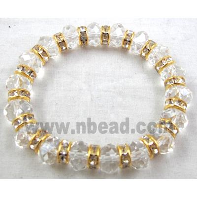 Chinese Crystal Glass Bracelet, rhinestone, stretchy, clear