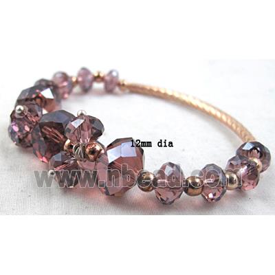 Chinese Crystal Glass Bracelet, stretchy, purple
