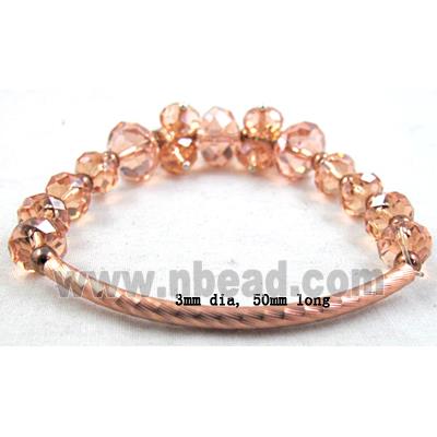 Chinese Crystal Glass Bracelet, stretchy, rose-pink