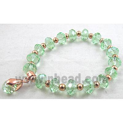 Chinese Crystal Glass Bracelet, stretchy, green