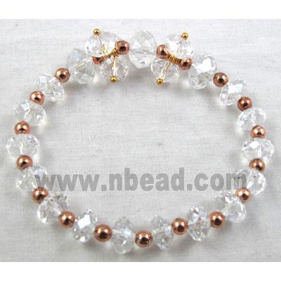 Chinese Crystal Glass Bracelet, stretchy, clear