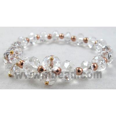 Chinese Crystal Glass Bracelet, stretchy, clear
