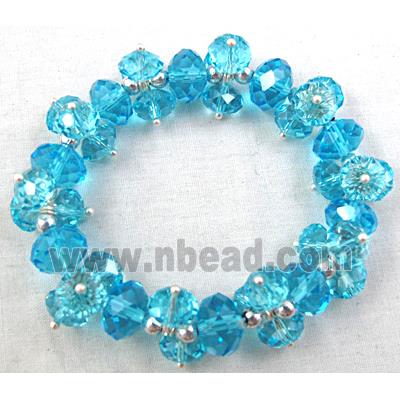 Chinese Crystal Glass Bracelet, stretchy, aqua