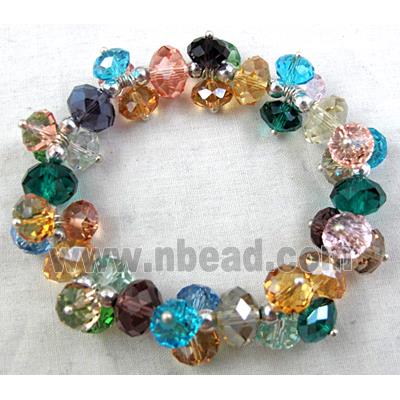 Chinese Crystal Glass Bracelet, stretchy, mixed color
