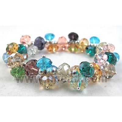 Chinese Crystal Glass Bracelet, stretchy, mixed color