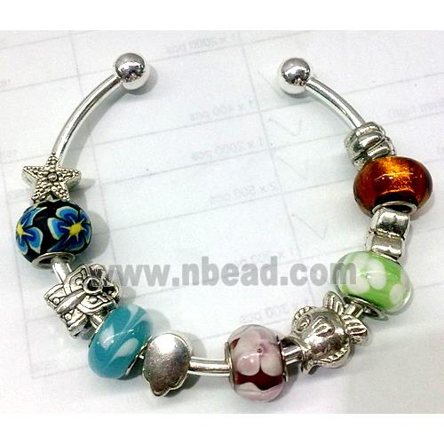 Bangle with lampwork beads