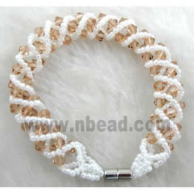 Chinese Crystal Glass Bracelet, golden champagne