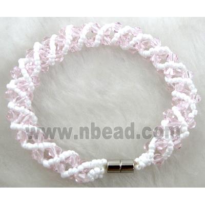 Chinese Crystal Glass Bracelet, pink