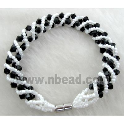 Chinese Crystal Glass Bracelet, black
