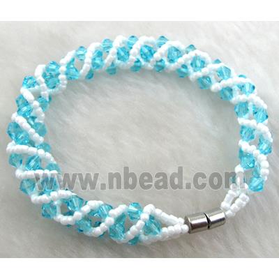 Chinese Crystal Glass Bracelet, aqua