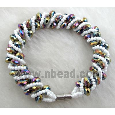 Chinese Crystal Glass Bracelet, purple rainbow
