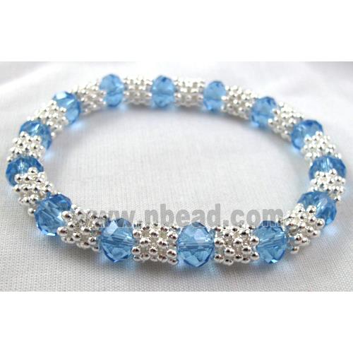 Stretchy Chinese Crystal glass Bracelet, blue