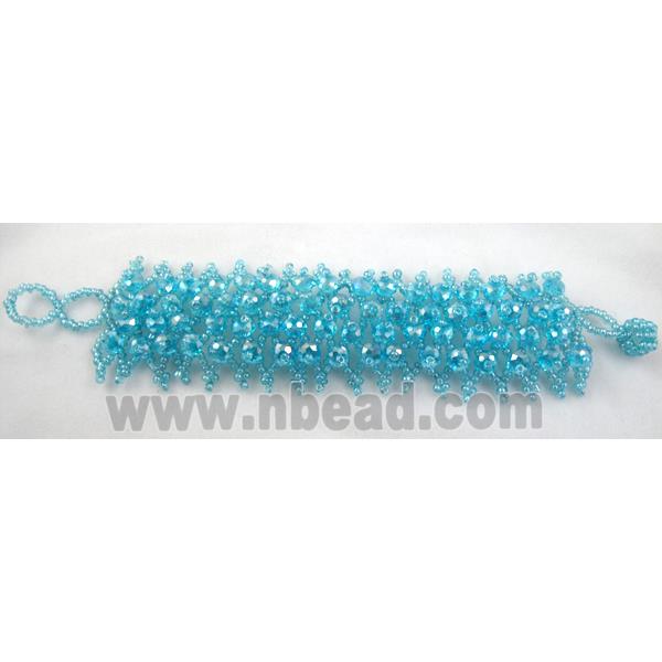 Chinese Crystal glass Bracelet, seed glass bead, blue