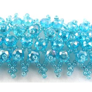 Chinese Crystal glass Bracelet, seed glass bead, blue