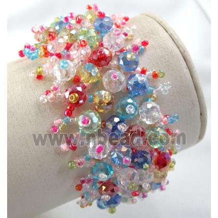 Chinese Crystal glass Bracelet, seed glass bead, mixed color