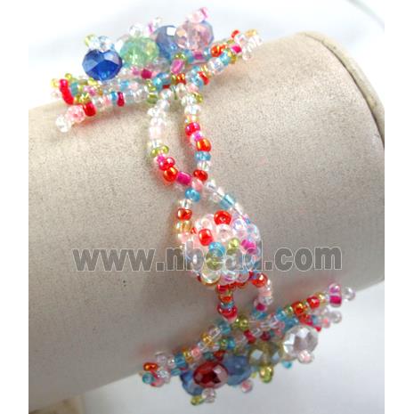 Chinese Crystal glass Bracelet, seed glass bead, mixed color