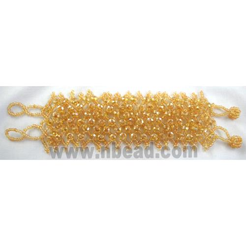 Chinese Crystal glass Bracelet, seed glass bead, gold champagne
