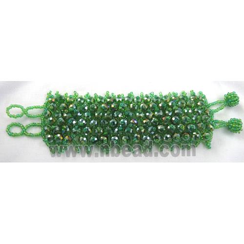 Chinese Crystal glass Bracelet, seed glass bead, green