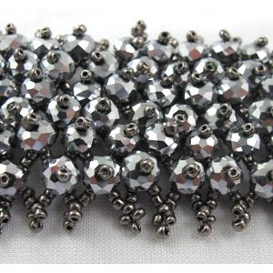Chinese Crystal glass Bracelet, seed glass bead， platinum plated
