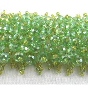 Chinese Crystal glass Bracelet, seed glass bead, green