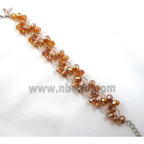 Chinese Crystal glass Bracelet, golden