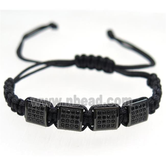 handmade bracelet with beads pave zircon, nylon wire