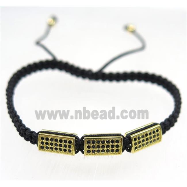 handmade bracelet with tube pave zircon, nylon wire