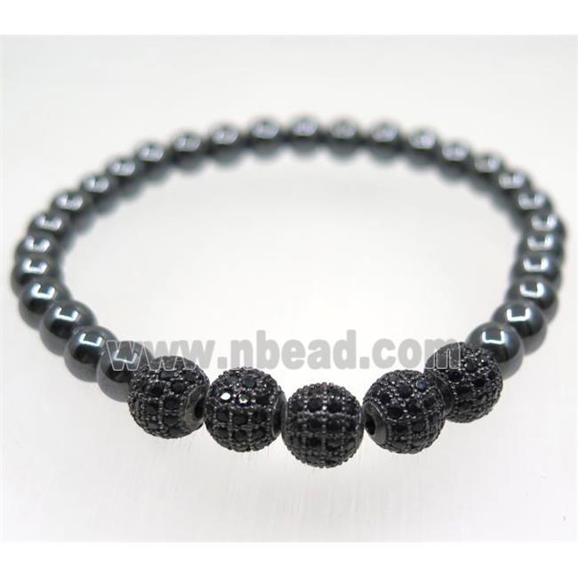 handmade bracelet with ball beads pave zircon, nylon wire