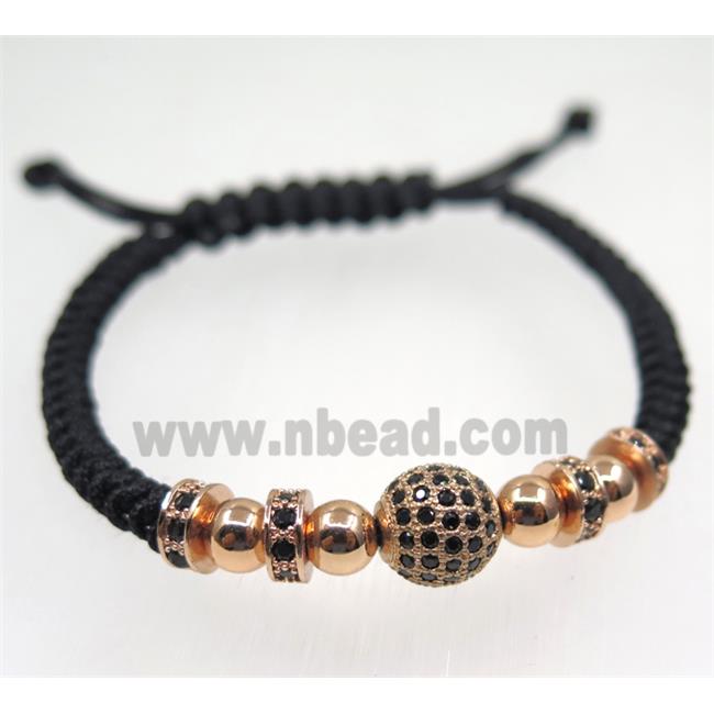 handmade bracelet with ball pave zircon, nylon wire