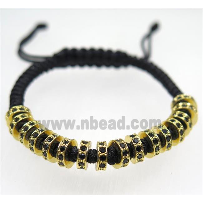 handmade bracelet with rondelle pave zircon, nylon wire