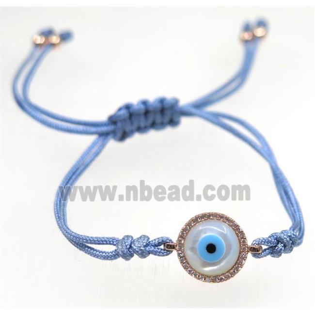 handmade bracelet with Evil eye pave zircon, nylon wire