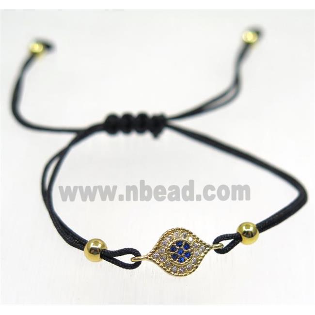 handmade bracelet with eye pave zircon, nylon wire