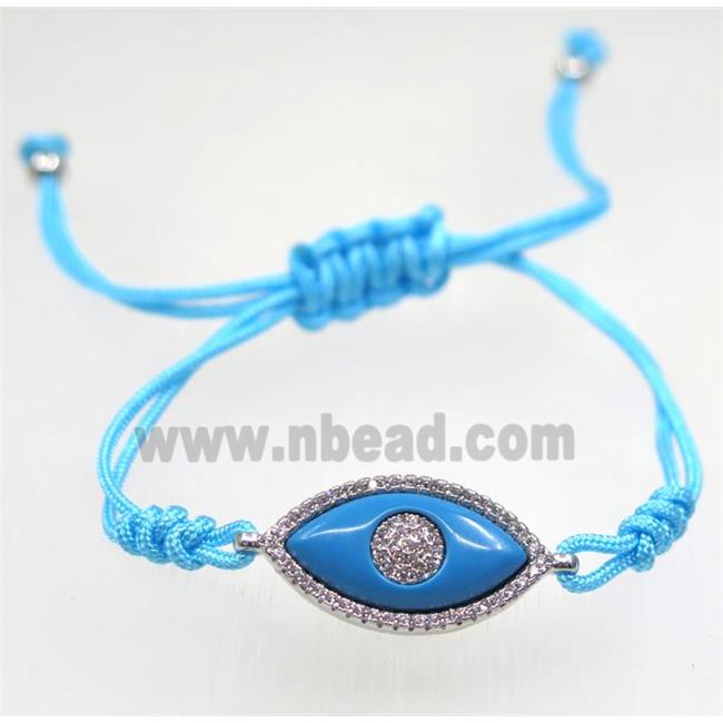 handmade bracelet with Evil eye pave zircon, nylon wire
