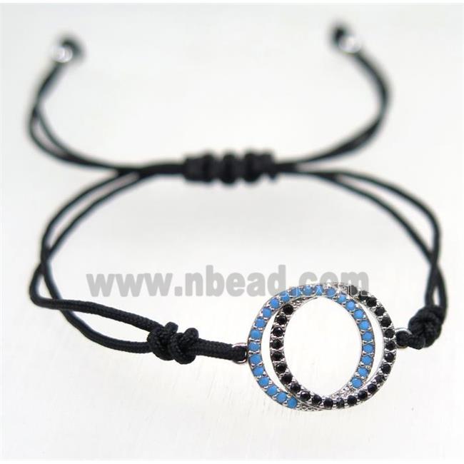 handmade bracelet with Link pave zircon, nylon wire