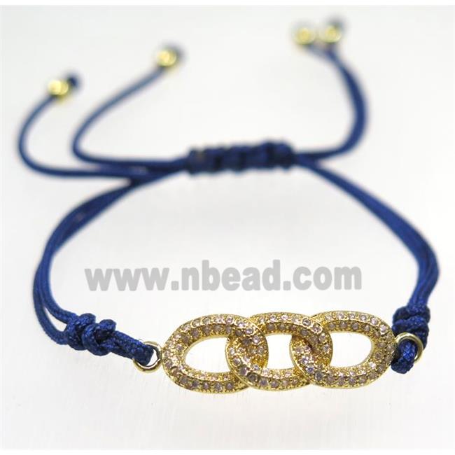 handmade bracelet with Link pave zircon, nylon wire
