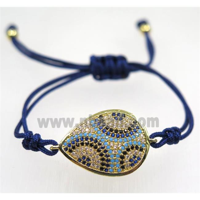 handmade bracelet with Teardrop pave zircon, nylon wire