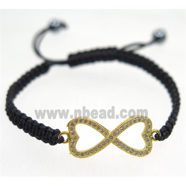 handmade bracelet with infinity pave zircon, nylon wire