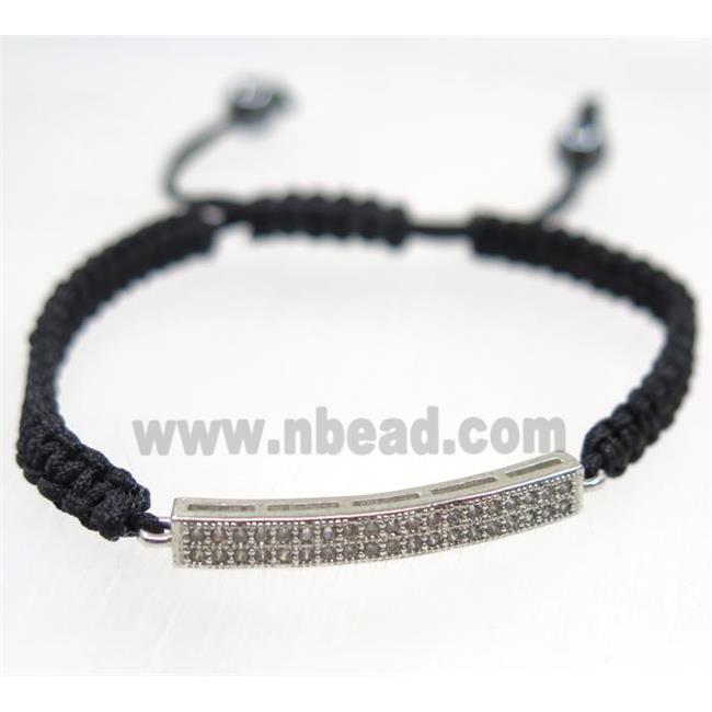 handmade bracelet with tube pave zircon, nylon wire