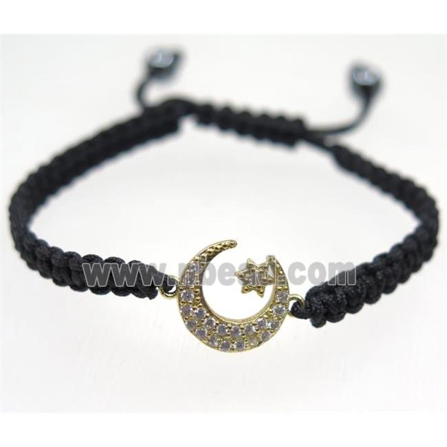 handmade bracelet with Moon pave zircon, nylon wire