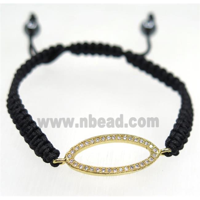 handmade bracelet with oval pave zircon, nylon wire