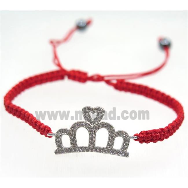handmade bracelet with Crown pave zircon, nylon wire