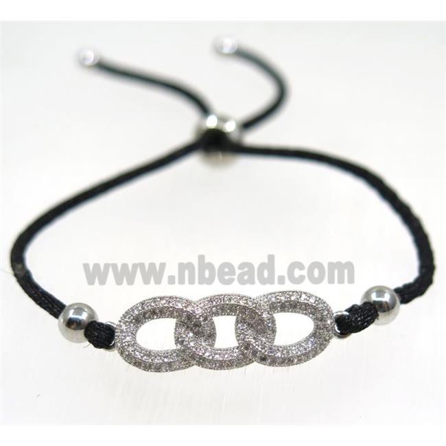 handmade bracelet with link pave zircon, nylon wire