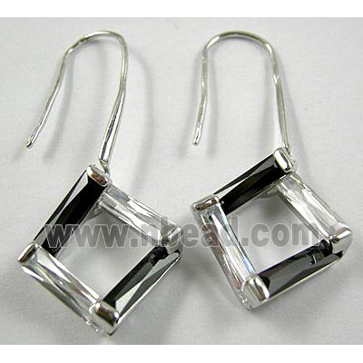 Jet Cubic Zirconia Diamond Pane Earrings, Nickel Free