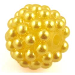 resin bead, round, yellow