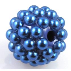 resin bead, round, deep blue