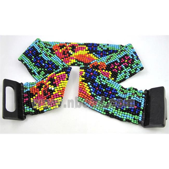 waistband with glass bead, stretchy, handmade, mixed