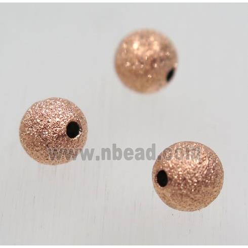 round matte Brass stardust ball beads, rose gold