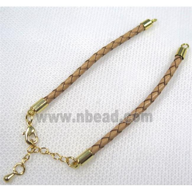 brown PU leather bracelet chain